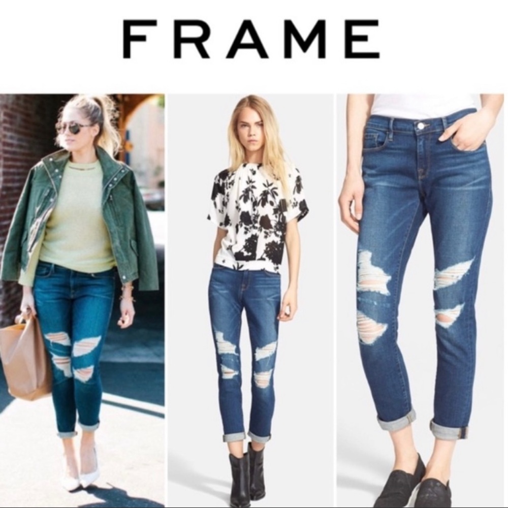 Frame Le Garçon Distressed Boyfriend Jeans